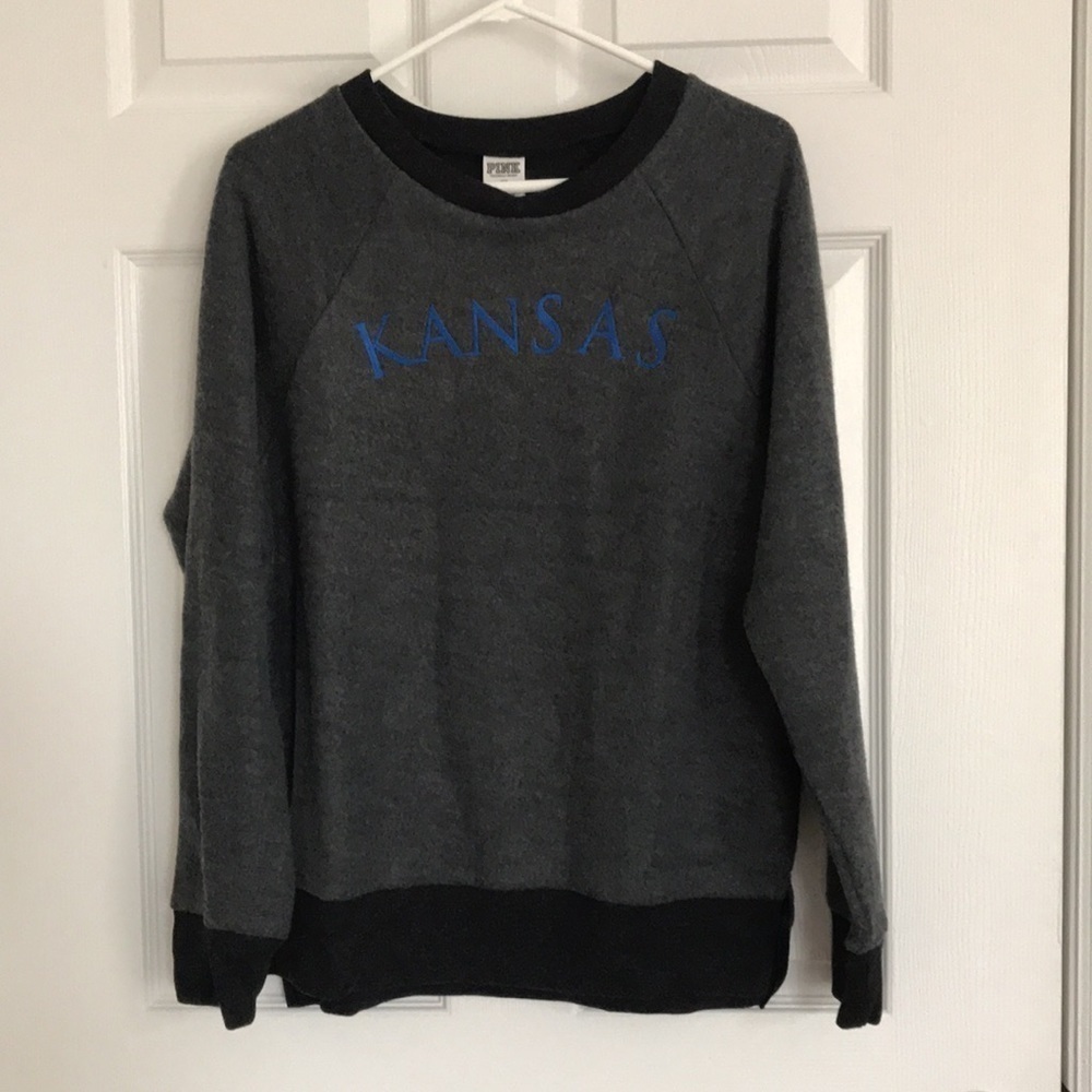💖PINK Victorias Secret Collegiate Pullover Kansas University Soft Mate…